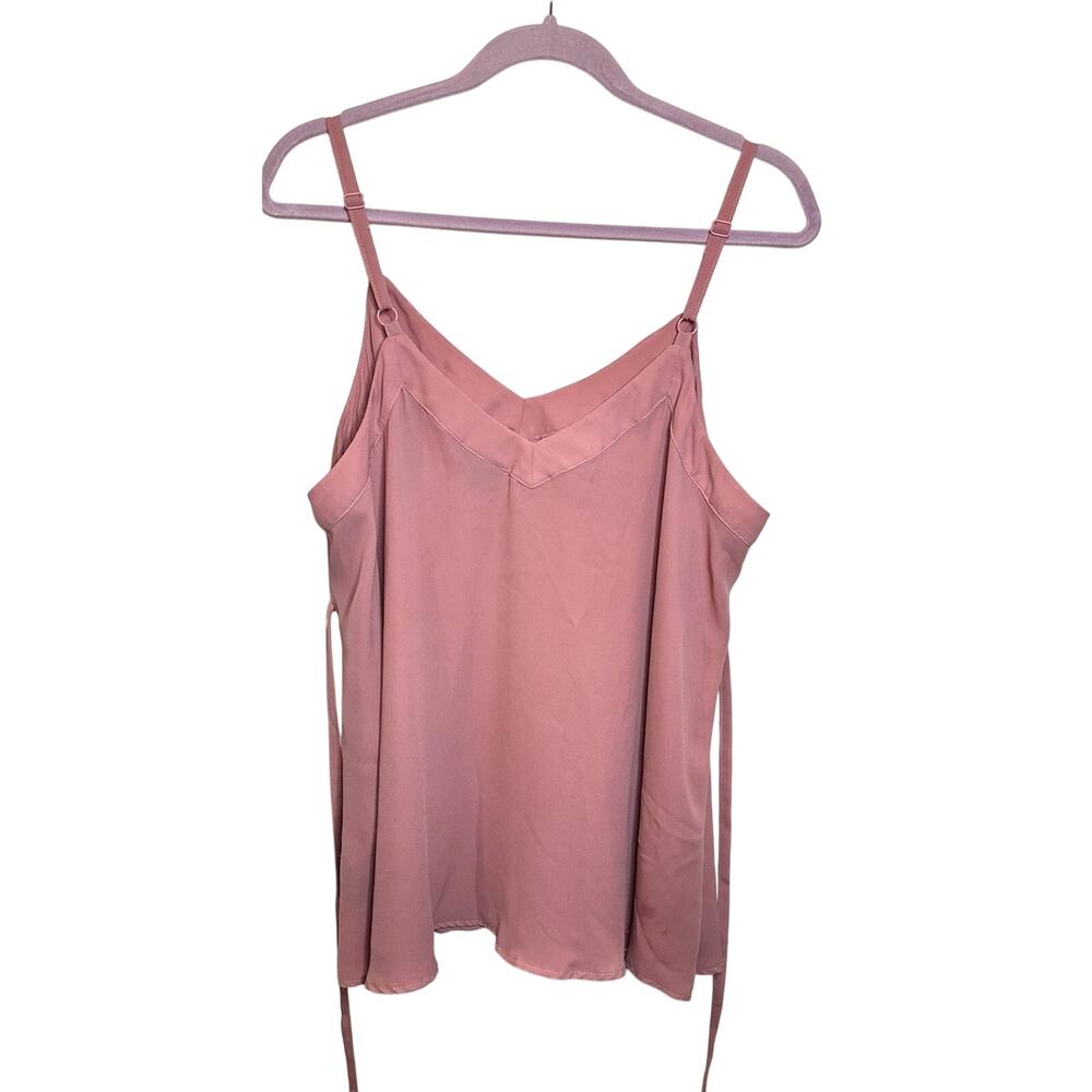 TORRID Size 00 Sophie Chiffon Swing Cami Dusty Rose Tie Back Tank Blouse Flowy